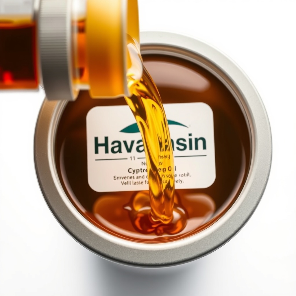 A close-up photorealistic photo of a HavaBasin compressor oil reservoir being filled with