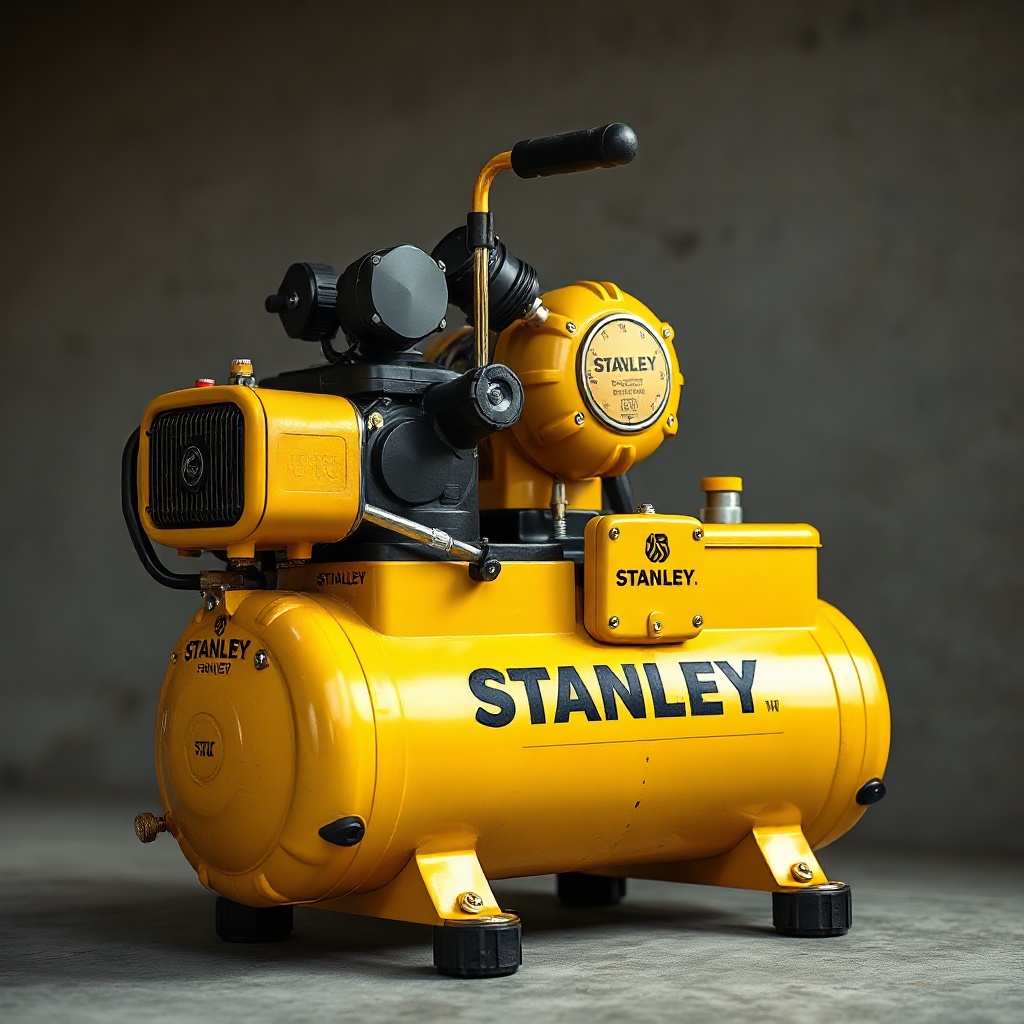 A Stanley FATMAX SHR-1250 kompresörün yanında iki tekerlekli taşıma aparatı ve katlanabili